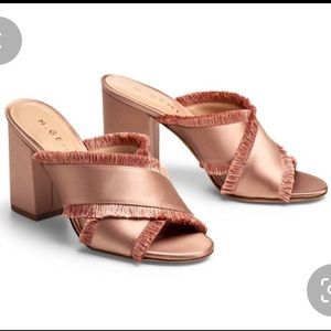 M.Gemi Satin Fringe Block Heel Sandals